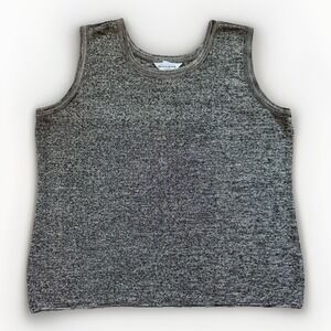 Exclusively Misook Black Gray Shimmer Sleeveless Tank Top Womens Size 2X Acrylic